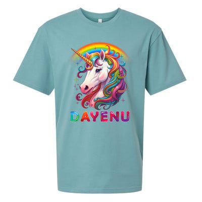 Unicorn Dayenu Passover Matzah Four Cups Sueded Cloud Jersey T-Shirt