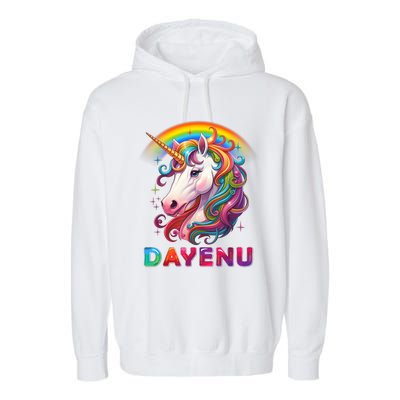 Unicorn Dayenu Passover Matzah Four Cups Garment-Dyed Fleece Hoodie