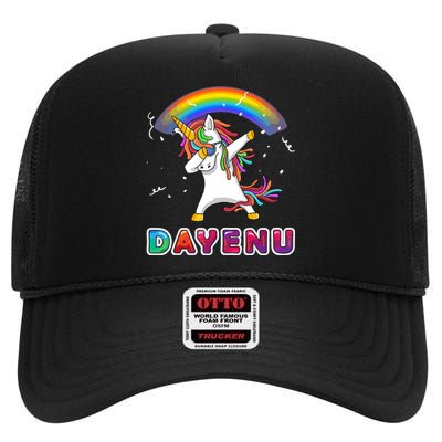 Unicorn Dayenu Passover For Boy Girl High Crown Mesh Back Trucker Hat