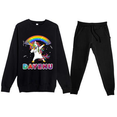 Unicorn Dayenu Passover For Boy Girl Premium Crewneck Sweatsuit Set