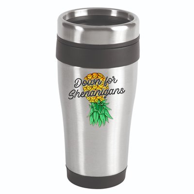 Upside Down Pineapple Down For Shenanigans Funny Swinger 16oz Travel Tumbler