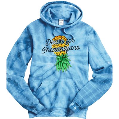 Upside Down Pineapple Down For Shenanigans Funny Swinger Tie Dye Hoodie