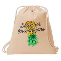 Upside Down Pineapple Down For Shenanigans Funny Swinger Drawstring Bag