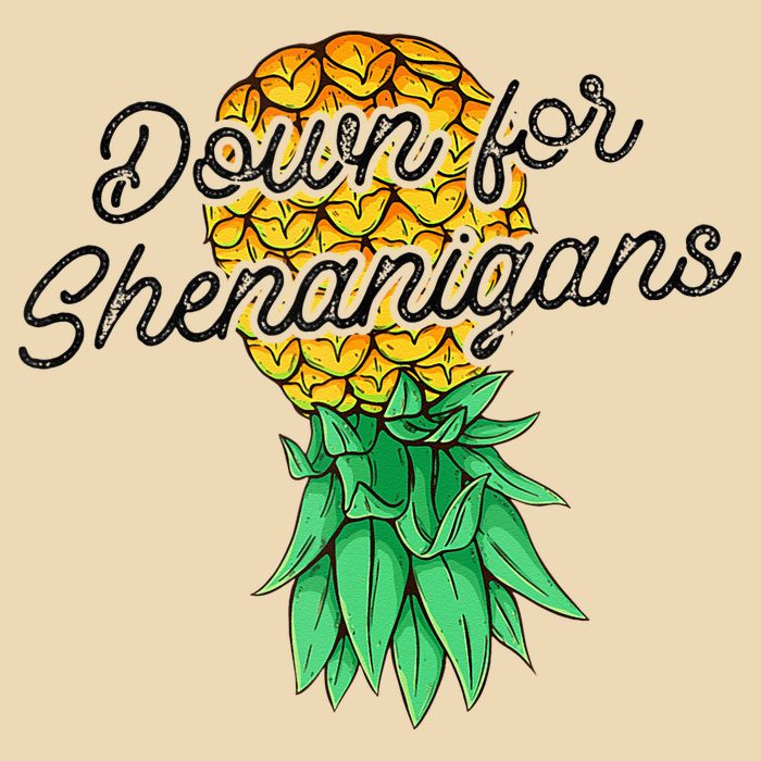 Upside Down Pineapple Down For Shenanigans Funny Swinger Drawstring Bag