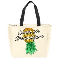 Upside Down Pineapple Down For Shenanigans Funny Swinger Zip Tote Bag