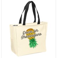 Upside Down Pineapple Down For Shenanigans Funny Swinger Zip Tote Bag