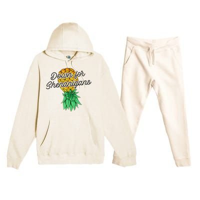 Upside Down Pineapple Down For Shenanigans Funny Swinger Premium Hooded Sweatsuit Set