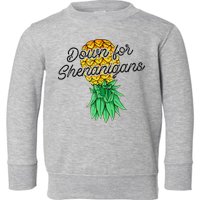 Upside Down Pineapple Down For Shenanigans Funny Swinger Toddler Sweatshirt