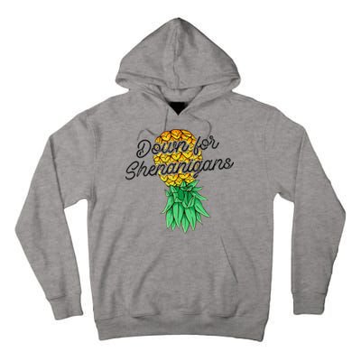 Upside Down Pineapple Down For Shenanigans Funny Swinger Tall Hoodie