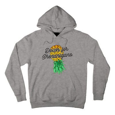 Upside Down Pineapple Down For Shenanigans Funny Swinger Tall Hoodie