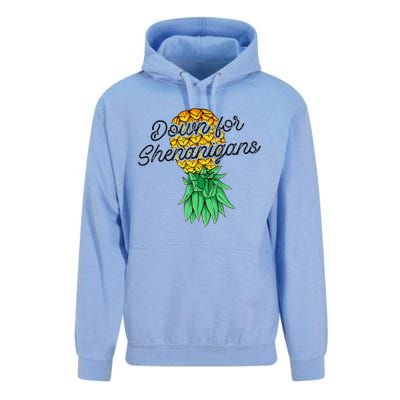 Upside Down Pineapple Down For Shenanigans Funny Swinger Unisex Surf Hoodie