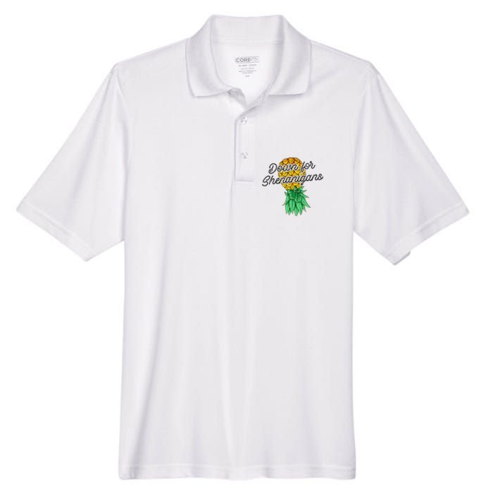 Upside Down Pineapple Down For Shenanigans Funny Swinger Men's Origin Performance Pique Polo