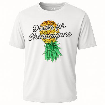 Upside Down Pineapple Down For Shenanigans Funny Swinger Performance Shirt
