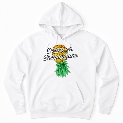 Upside Down Pineapple Down For Shenanigans Funny Swinger Hoodie
