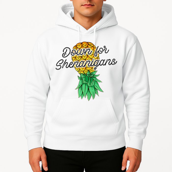 Upside Down Pineapple Down For Shenanigans Funny Swinger Hoodie