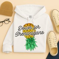 Upside Down Pineapple Down For Shenanigans Funny Swinger Hoodie