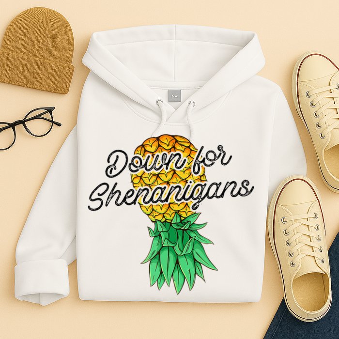 Upside Down Pineapple Down For Shenanigans Funny Swinger Hoodie