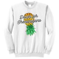 Upside Down Pineapple Down For Shenanigans Funny Swinger Sweatshirt