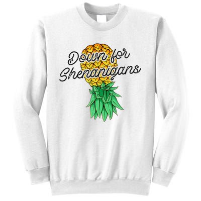 Upside Down Pineapple Down For Shenanigans Funny Swinger Sweatshirt