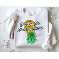 Upside Down Pineapple Down For Shenanigans Funny Swinger Sweatshirt