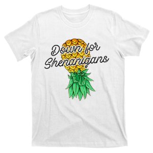 Upside Down Pineapple Down For Shenanigans Funny Swinger T-Shirt