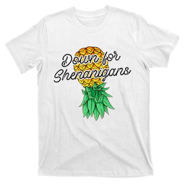 Upside Down Pineapple Down For Shenanigans Funny Swinger T-Shirt