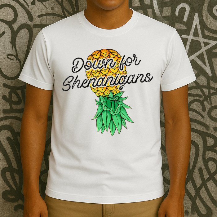 Upside Down Pineapple Down For Shenanigans Funny Swinger T-Shirt