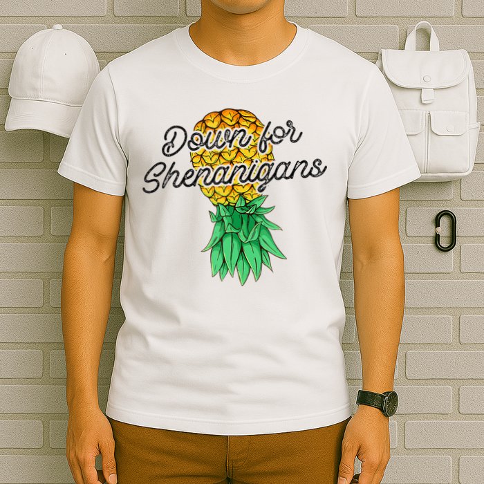 Upside Down Pineapple Down For Shenanigans Funny Swinger T-Shirt