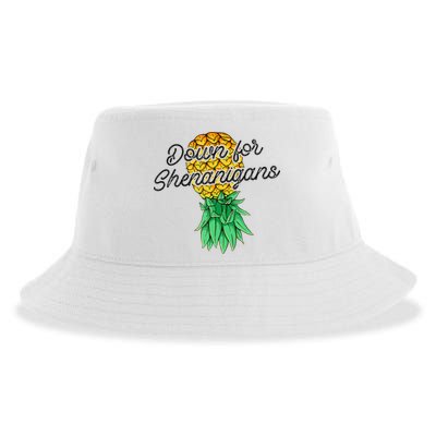 Upside Down Pineapple Down For Shenanigans Funny Swinger Sustainable Bucket Hat