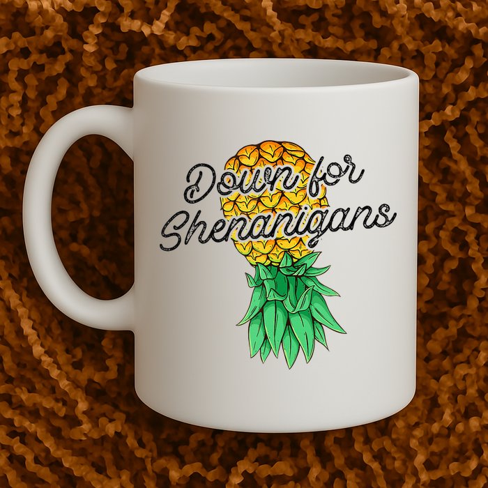 Upside Down Pineapple Down For Shenanigans Funny Swinger Mug