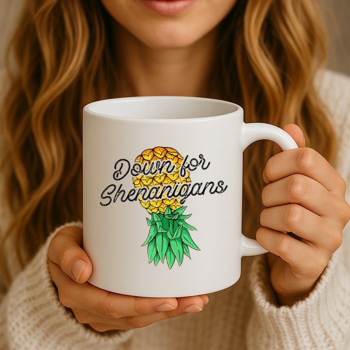 Upside Down Pineapple Down For Shenanigans Funny Swinger Mug