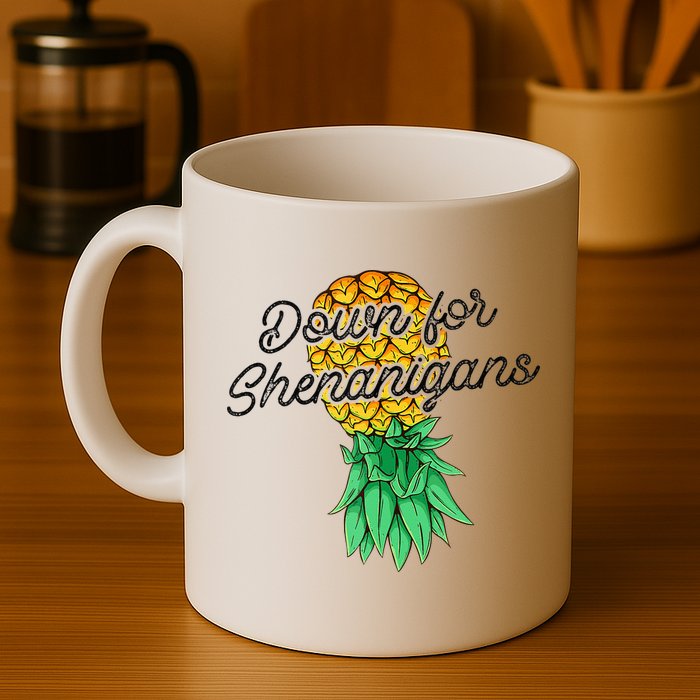 Upside Down Pineapple Down For Shenanigans Funny Swinger Mug
