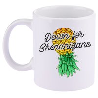Upside Down Pineapple Down For Shenanigans Funny Swinger 11oz C Handle Ceramic Mug