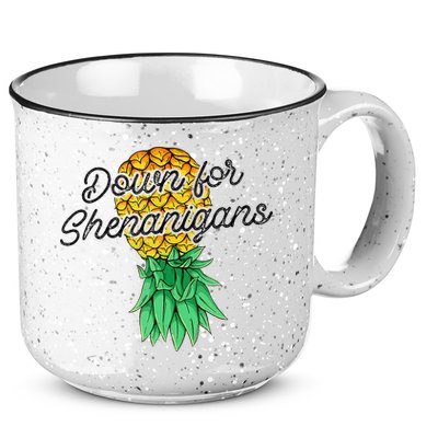 Upside Down Pineapple Down For Shenanigans Funny Swinger 15oz Campfire Ceramic Mug