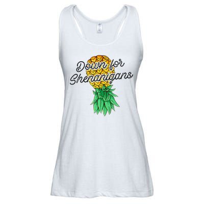 Upside Down Pineapple Down For Shenanigans Funny Swinger Ladies Essential Flowy Tank