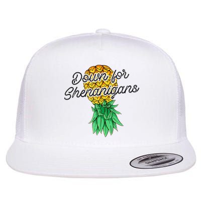 Upside Down Pineapple Down For Shenanigans Funny Swinger Flatbill Hat