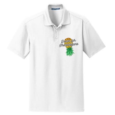 Upside Down Pineapple Down For Shenanigans Funny Swinger Dry Zone Grid Polo