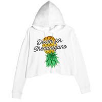 Upside Down Pineapple Down For Shenanigans Funny Swinger Crop Fleece Hoodie