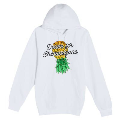 Upside Down Pineapple Down For Shenanigans Funny Swinger Premium Pullover Hoodie