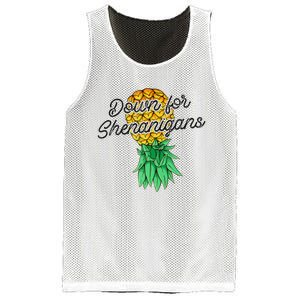 Upside Down Pineapple Down For Shenanigans Funny Swinger Mesh Reversible Basketball Jersey Tank