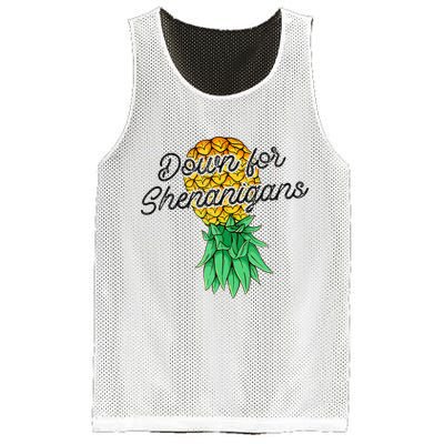 Upside Down Pineapple Down For Shenanigans Funny Swinger Mesh Reversible Basketball Jersey Tank