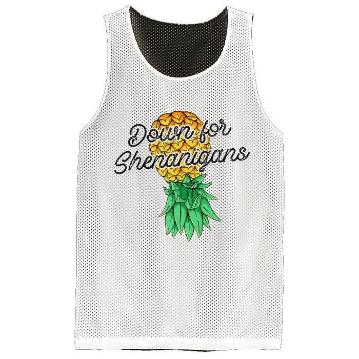 Upside Down Pineapple Down For Shenanigans Funny Swinger Mesh Reversible Basketball Jersey Tank