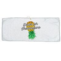 Upside Down Pineapple Down For Shenanigans Funny Swinger Large Microfiber Waffle Golf Towel