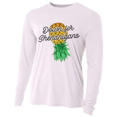 Upside Down Pineapple Down For Shenanigans Funny Swinger Cooling Performance Long Sleeve Crew