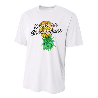 Upside Down Pineapple Down For Shenanigans Funny Swinger Performance Sprint T-Shirt