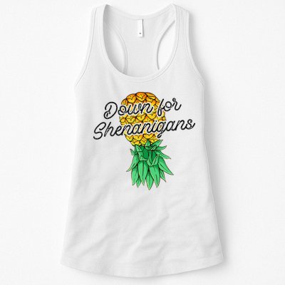 Upside Down Pineapple Down For Shenanigans Funny Swinger Womens Tank Top