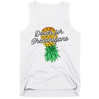 Upside Down Pineapple Down For Shenanigans Funny Swinger Tank Top