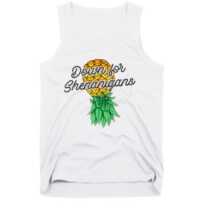 Upside Down Pineapple Down For Shenanigans Funny Swinger Tank Top