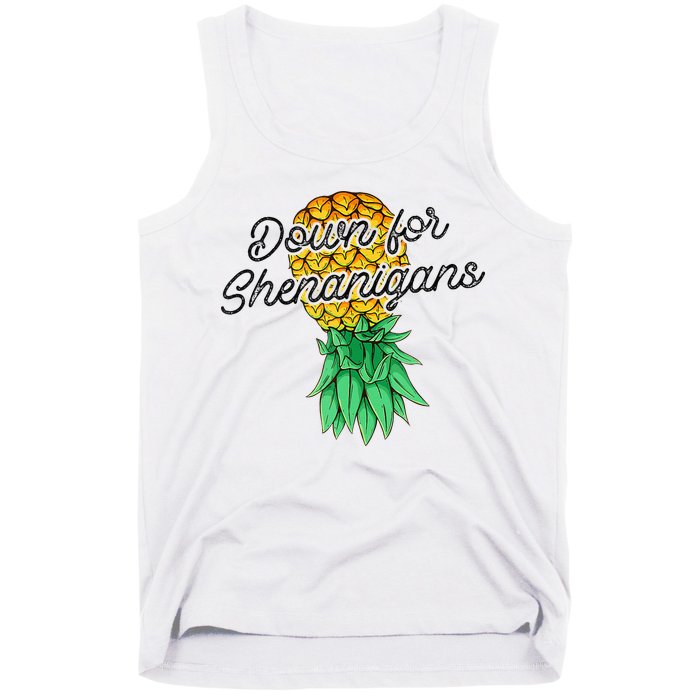 Upside Down Pineapple Down For Shenanigans Funny Swinger Tank Top