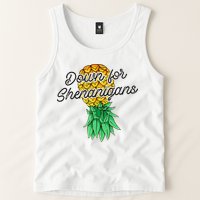 Upside Down Pineapple Down For Shenanigans Funny Swinger Tank Top